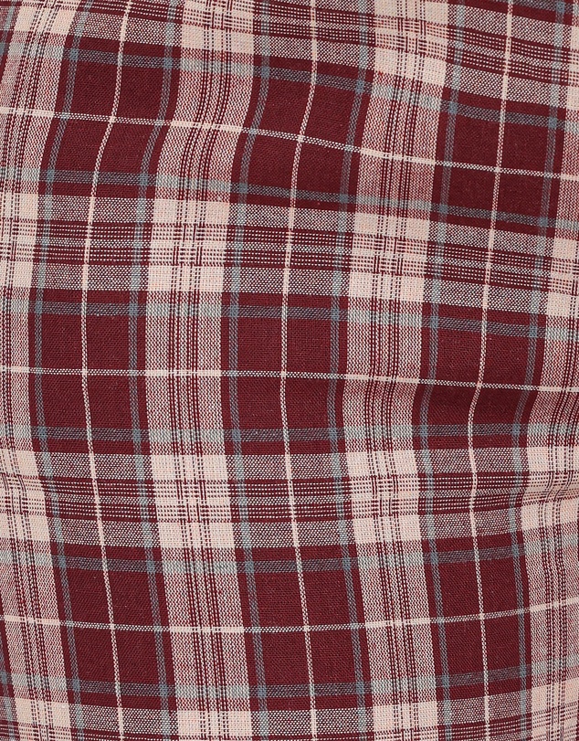 Petal & Pup - Kaelia Frill Hem Straight Pant - Burgundy Plaid