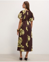 The Fated - Noa Puff Sleeve Midi Dress
