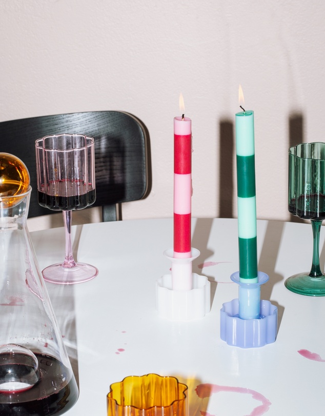 Fazeek - Striped Candle in Jade & Green