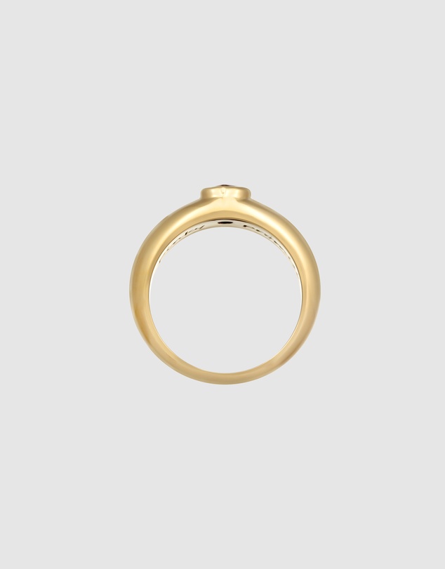 Elli Jewelry - Red Zirconia Heart Signet Ring in Gold-Plated 925 Silver
