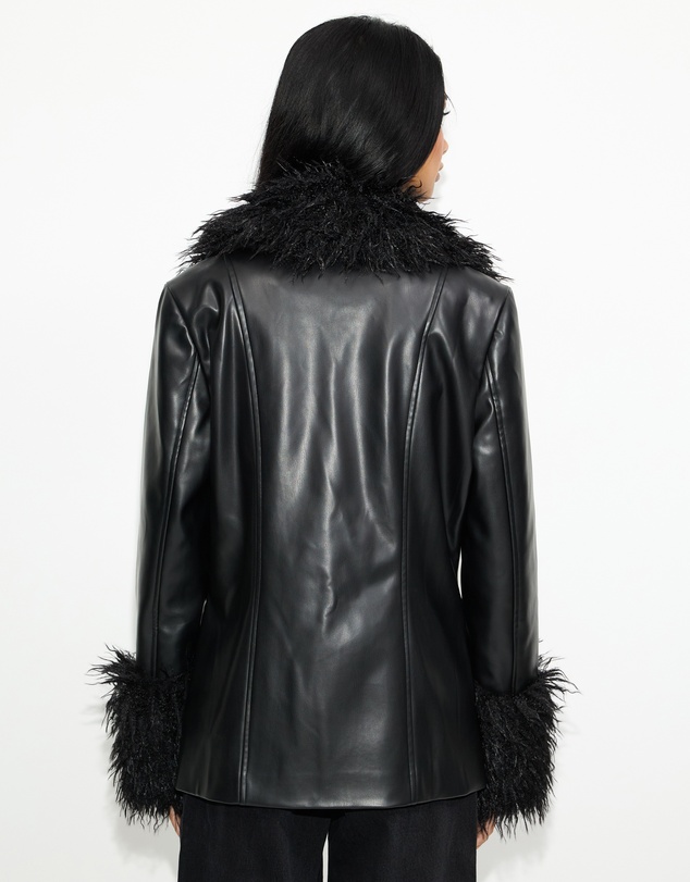 Dazie - Zephyr Removable Faux Fur Penny Lane Coat