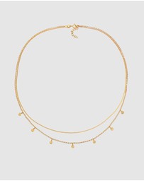Elli Jewelry - Necklace Layer Disc Plate Hammered in 925 Sterling Silver Gold Plated