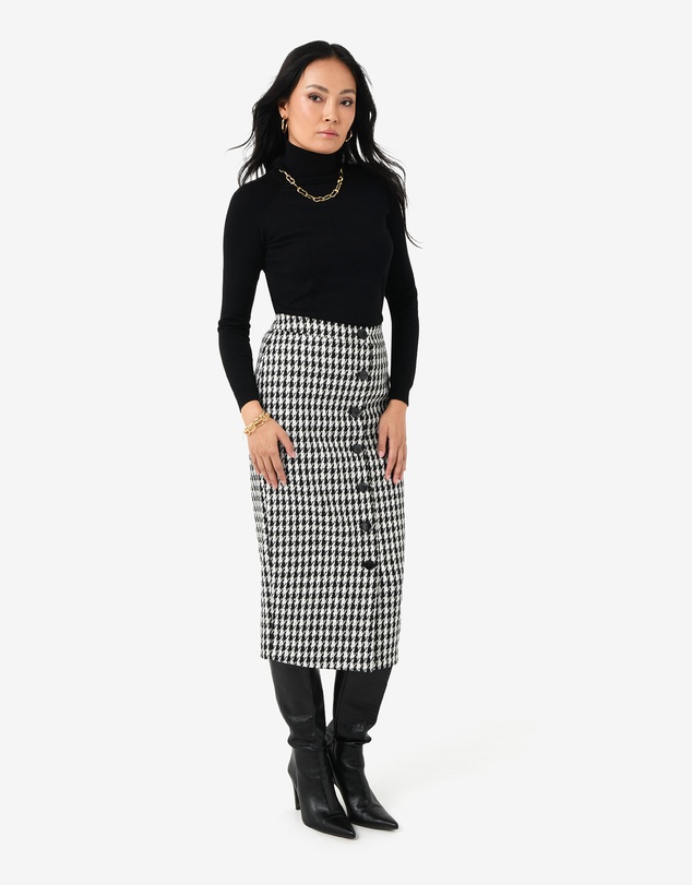 Forcast - Bennet Houndstooth Midi Skirt