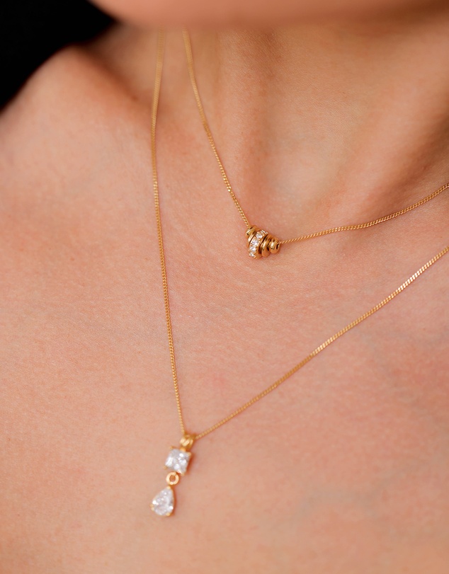 Elli Jewelry - Necklace Crystal 925 Sterling Silver Gold-Plated