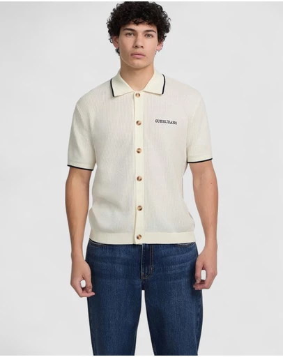 GUESS - GUESS JEANS Short Sleeve Polo Cardigan