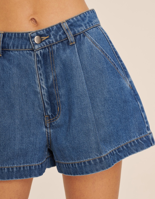 AERE - Pleated Denim Shorts