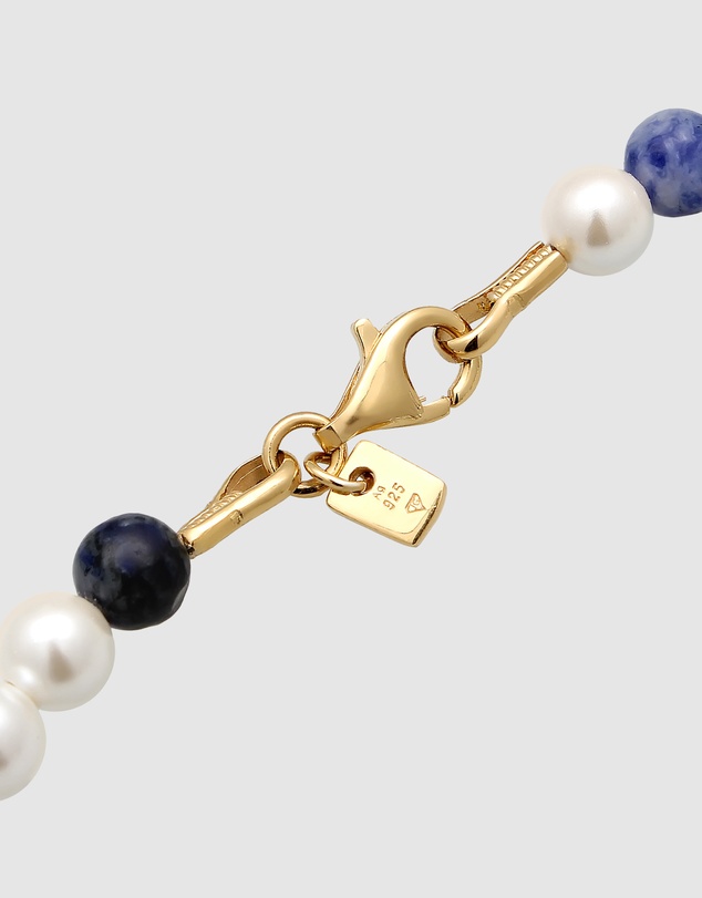 Kuzzoi - ICONIC EXCLUSIVE - Agate and Shell Pearl Necklace with Gold-Plated Silver Elements