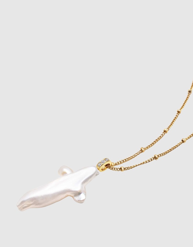 Nialaya Jewellery - Pearl Cross Chain Necklace