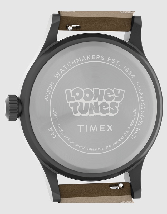 TIMEX - Looney Tunes x Timex Road Runner & Wile E. Coyote Expedition® Scout 40mm Brown Leather Strap Watch