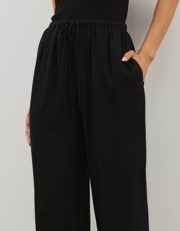 Atmos&Here - Tenley Wide Leg Drawstring Linen Blend Pants