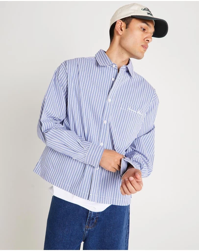 Black Noise White Rain - Miami Striped Long Sleeve Shirt