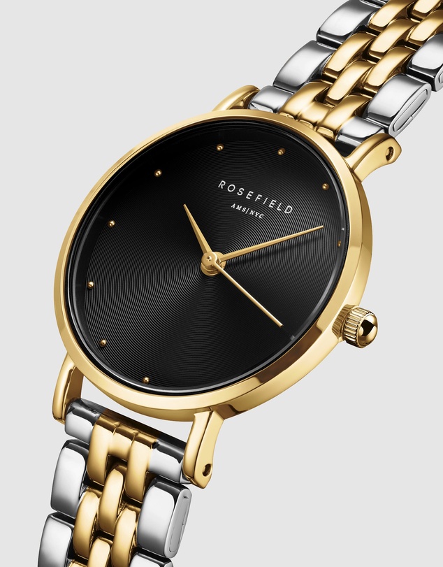 Rosefield - Small Edit Black Gold Silver Duotone Bracelet Watch