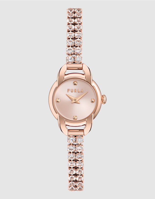 Furla - Mini Shape Rose Gold-Tone with Crystals Bracelet Watch