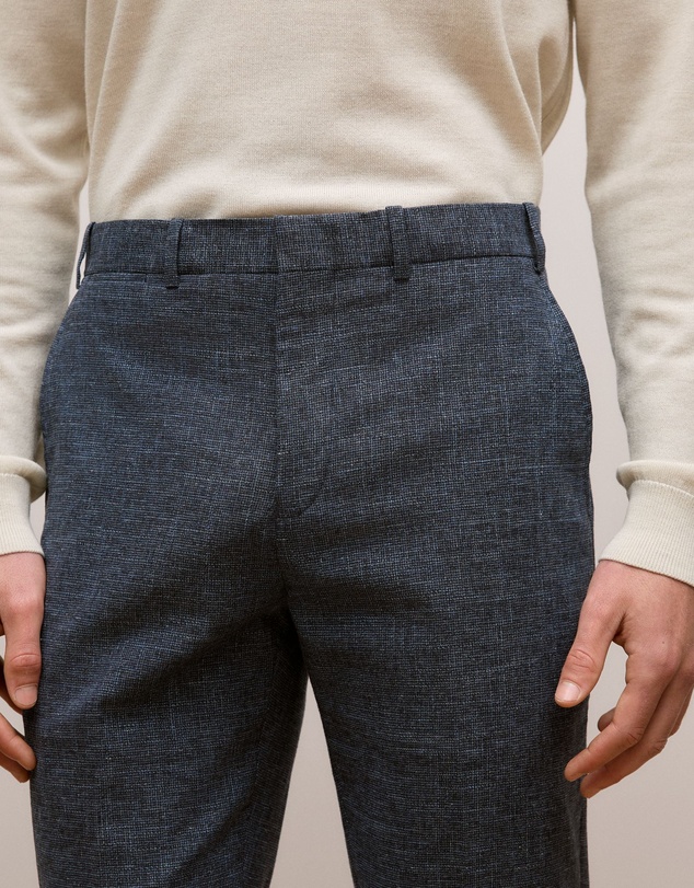 Trenery - Cotton Wool Blend Straight Leg Trouser in Navy