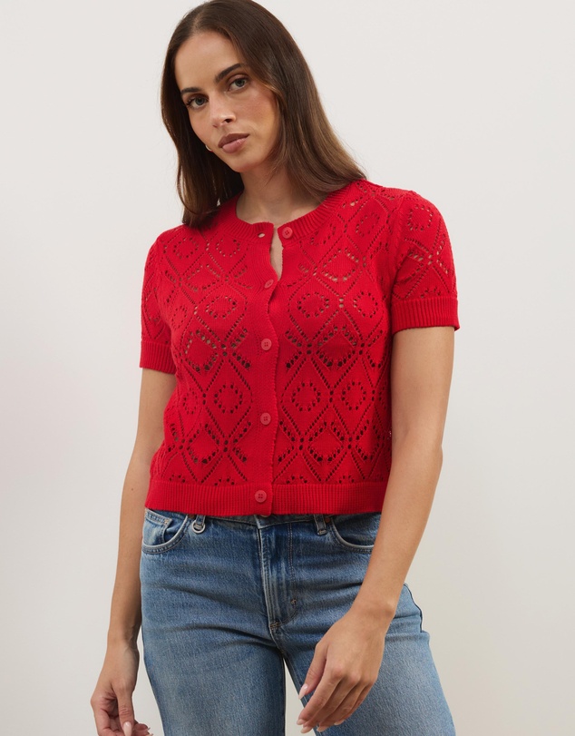 Atmos&Here - Hani Short Sleeve Open Knit Cardigan