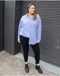 Love Your Wardrobe - Leah Stripe Curved Hem Over Shirt