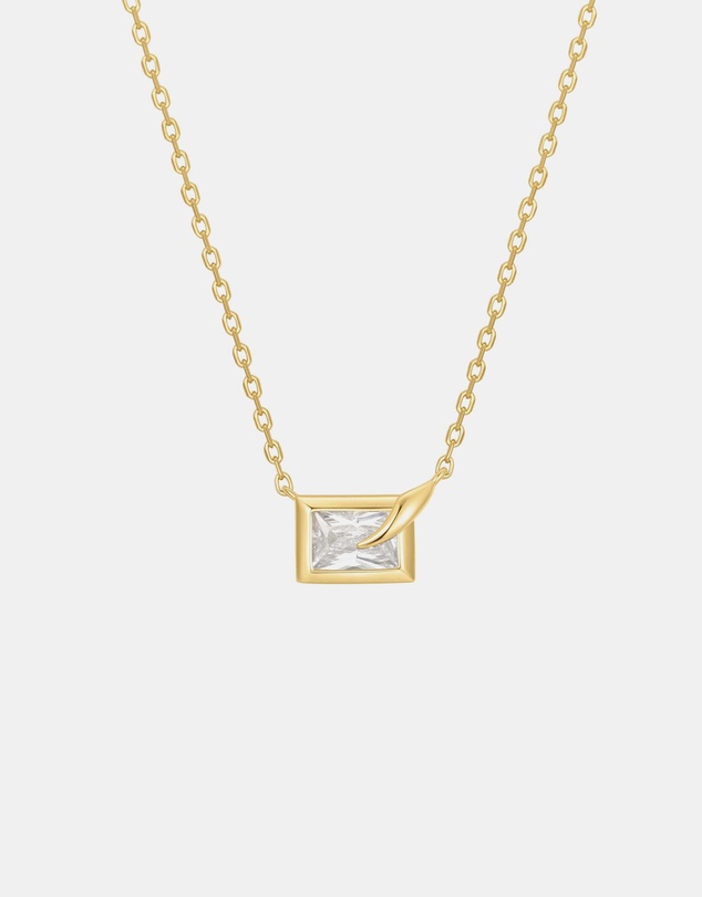 Ania Haie - Gold Sparkling Bezel-Set Cube Necklace