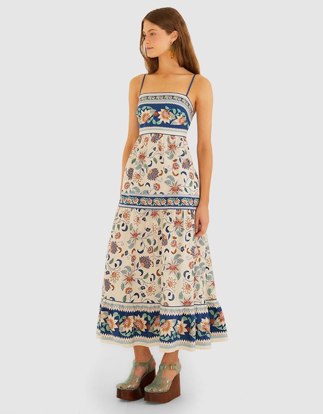 Farm Rio - Floral Delhi Tapestry Light Pink Midi Dress