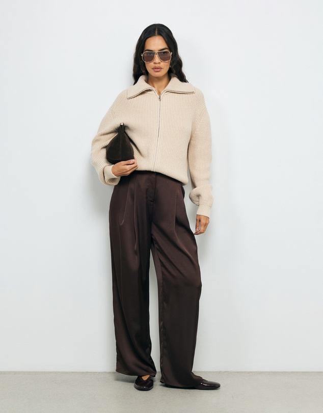 AERE - Clea Organic Cotton Zip Cardigan