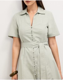 The Fated - Claudia Linen Blend Midi Dress