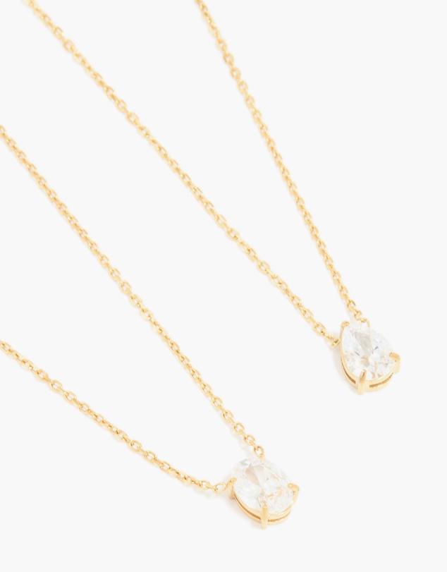 Lovisa - Waterproof Gold Plated Stainless Steel Cubic Zirconia Necklaces 2-Pack