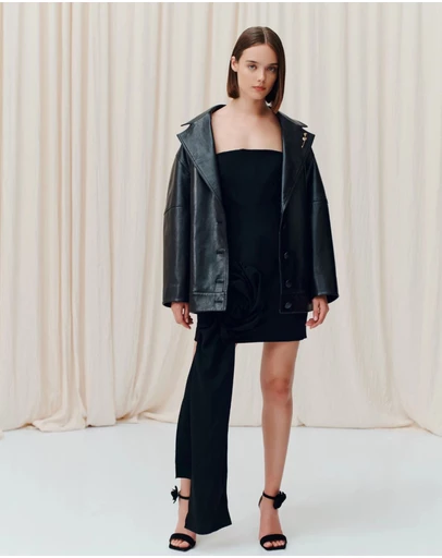 Marella - ICONIC EXCLUSIVE - Emily Ratajkowski - Bomber Leather Jacket
