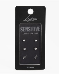 Lovisa - Titanium Diamante Snake Stud Pack Earrings