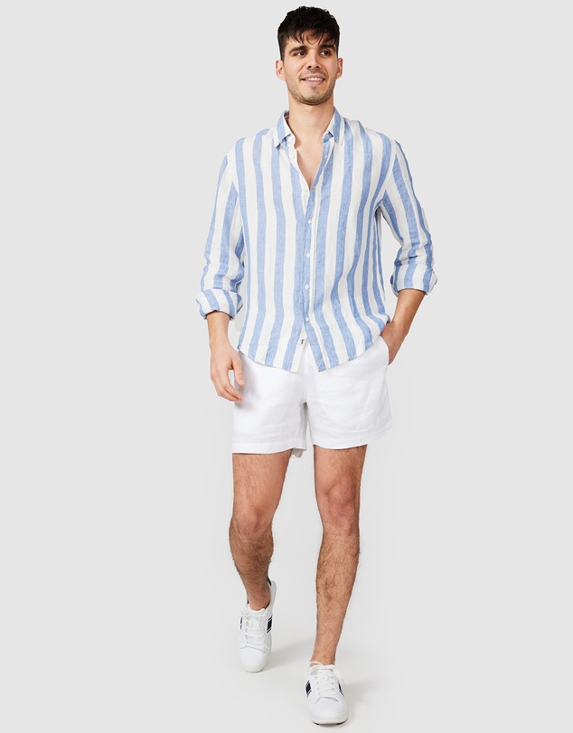 Vacay Swimwear - Blue Stripe Linen Shirt