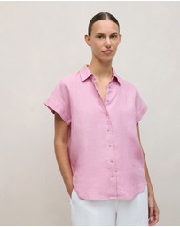 Trenery - Delave Linen Cap Sleeve Shirt in Soft Lilac