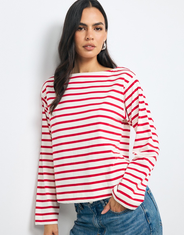 AERE - Boat Neck Stripe T-Shirt