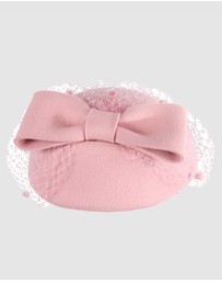 Max Alexander - Felt Pink Pillbox Hat With Veil