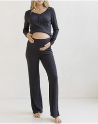 Angel Maternity - Amira 2-piece Maternity Sleepwear/Loungewear Set in Black