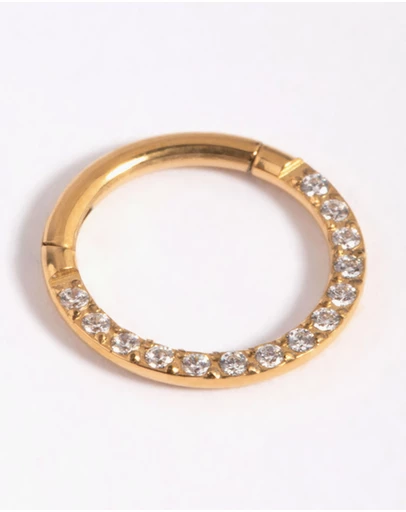 Lovisa - Gold Plated Titanium Cubic Zirconia Clicker Ring