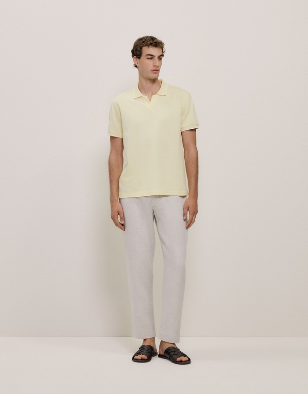 Trenery - Mercerised Cotton Pique Polo in Lemonade