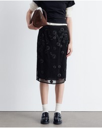& Other Stories - Floral-Appliqué Mesh Midi Skirt
