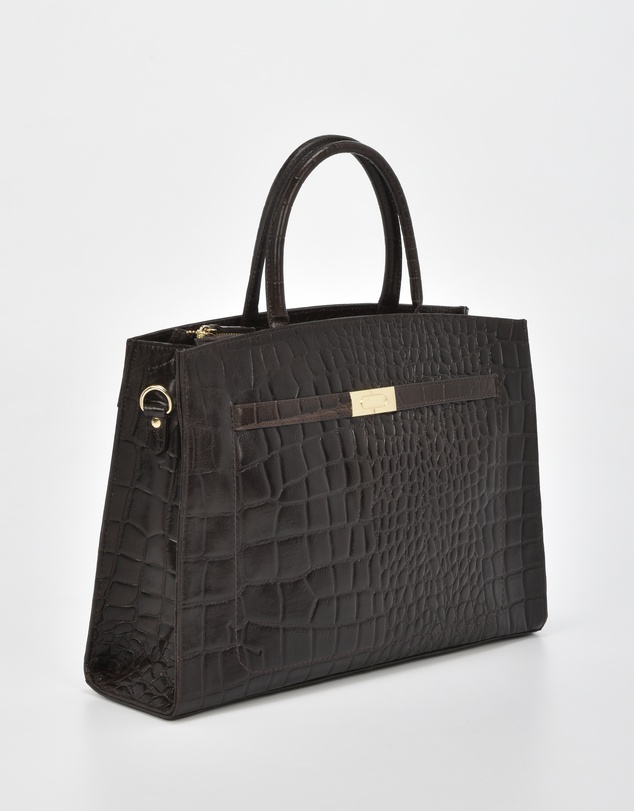 Cobb & Co - Toorak Leather Croc Business Bag Tote