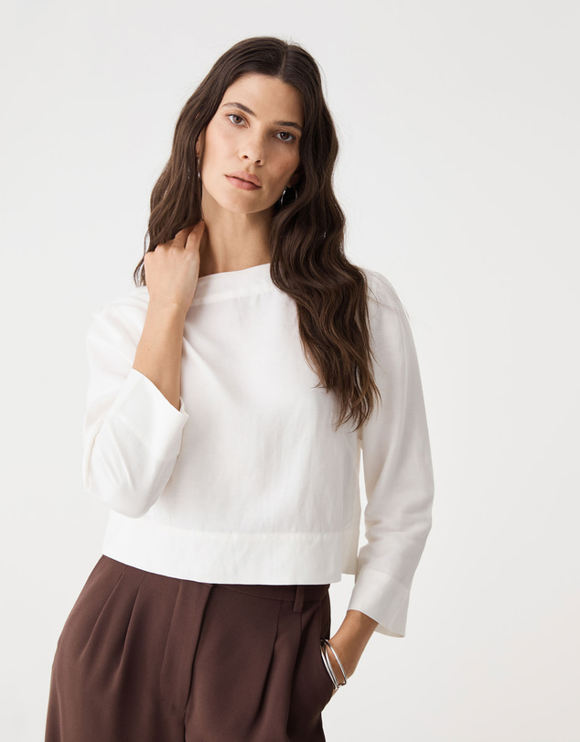Forcast - Emma Button Back Linen Top