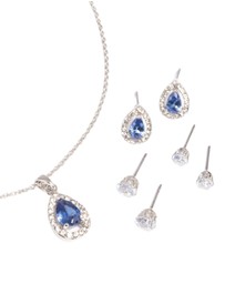 Lovisa - Diamond Simulant Sapphire Necklace & Earrings Set