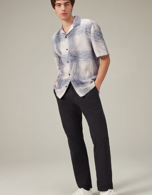 NEXT - Linen Blend Check Short Sleeve Shirt