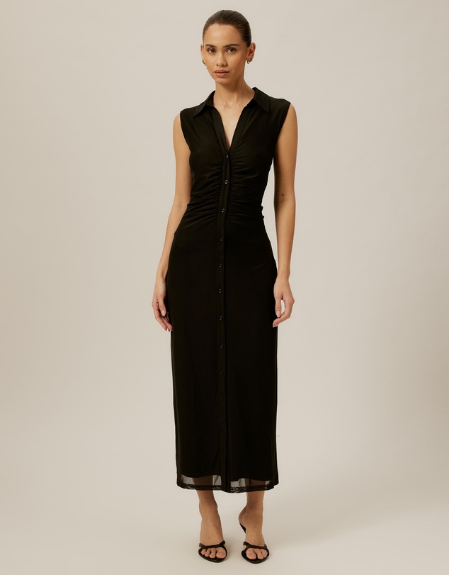 Tussah - Sleeveless Jersey Button Up Dress