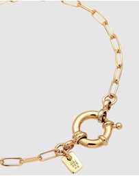 Kuzzoi - ICONIC EXCLUSIVE - Bracelet Male Smiling Face Long Link Chain 925 Sterling Silver Gold Plated