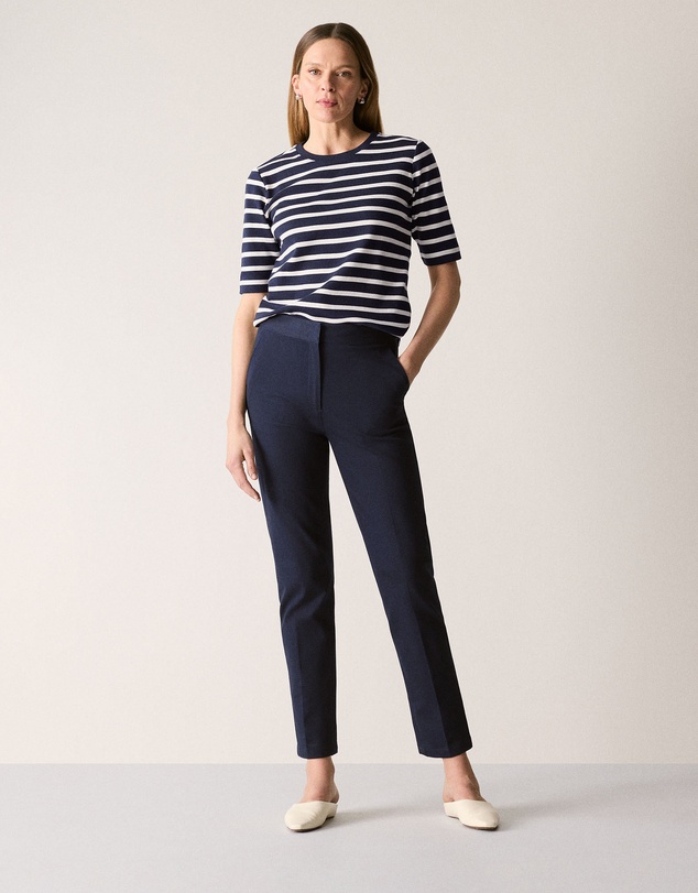 Trenery - Cotton Stripe Half Sleeve T-shirt in Night Sky