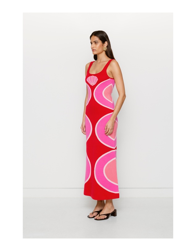 The Wolf Gang - Concha Knit Maxi Dress - Cherry Shell