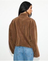 Dazie - Kyla Funnel Suede Look Bomber Jacket