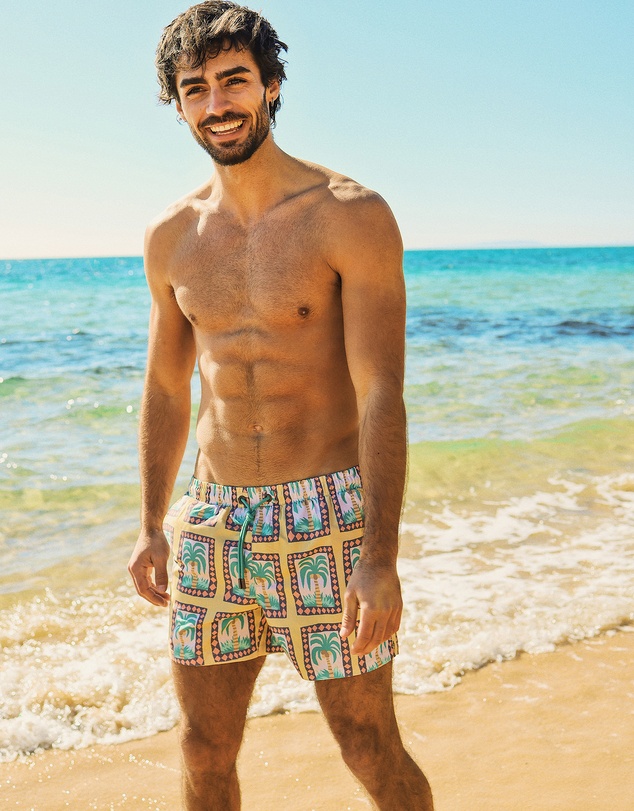 Skwosh - Palm Reader Mens Swim Shorts in Mustard