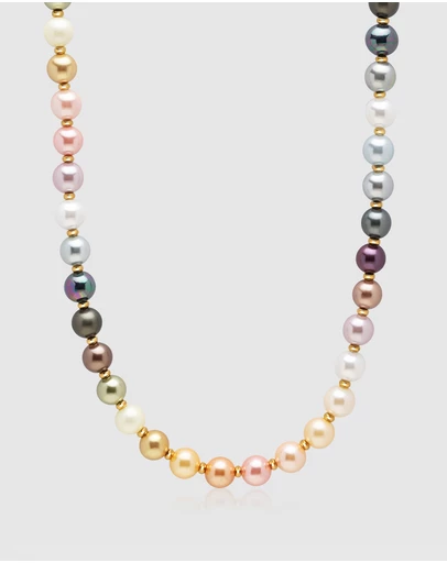 Nialaya Jewellery - Pastel Pearl Necklace with Gold