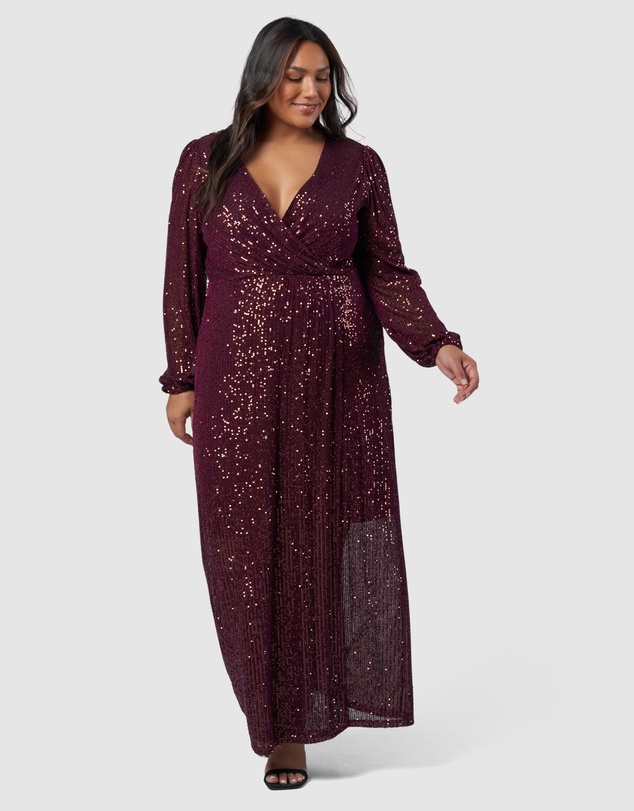 Pink Dusk by Curve Project - All I Want Sequin Maxi Dress
