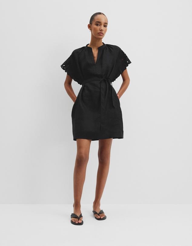 Country Road - Cutwork Linen Mini Dress