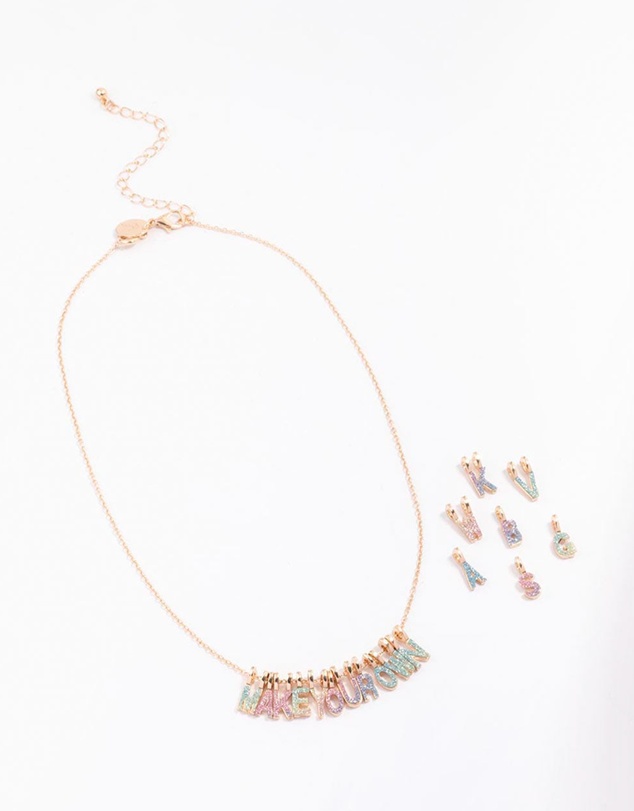 Lovisa - Kids Gold Make Your Own DIY Rainbow Glitter Charm Necklace Kit