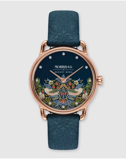 August Berg - Morris & Co 26mm Indigo Strawberry Thief Watch